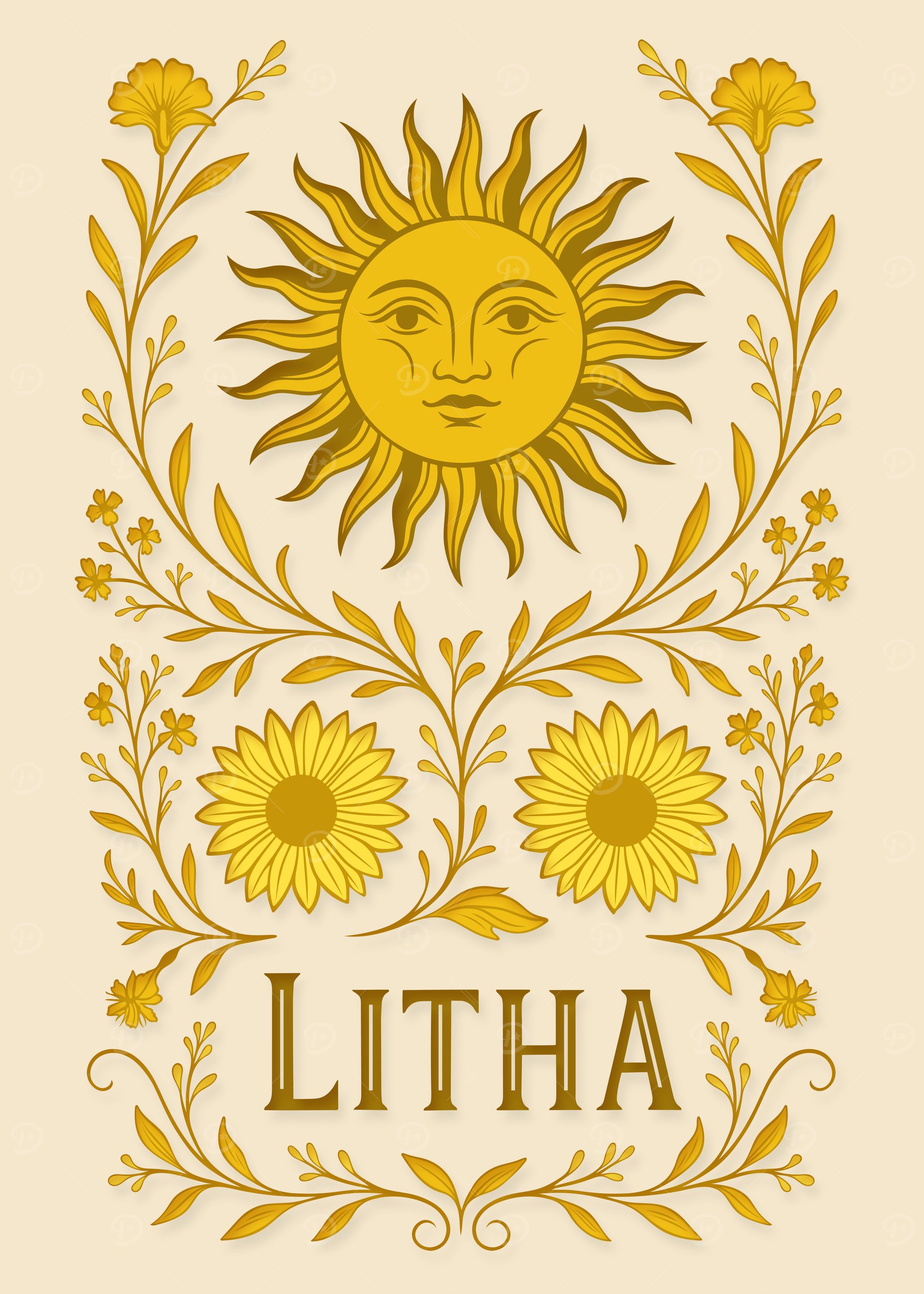 Litha Sun Art - Midsummer Pagan Wall Decor