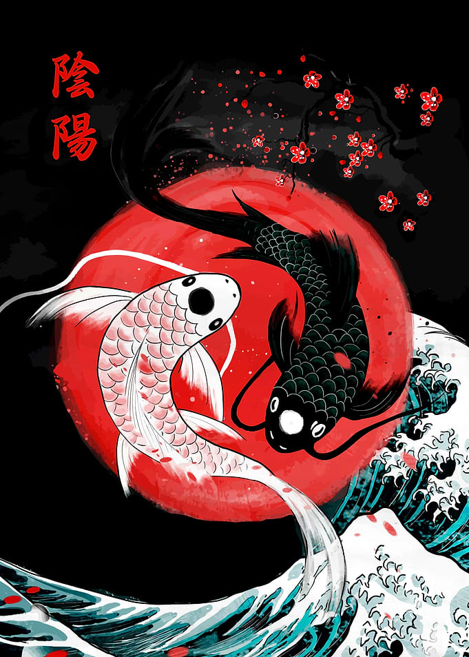 Yin Yang Koi Fish Illustration