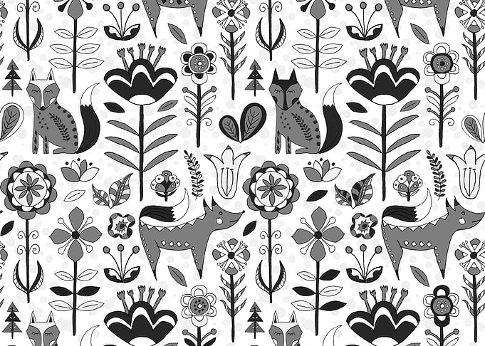 Fox and Floral Pattern