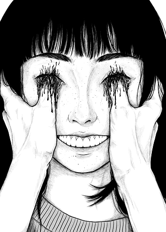 Bleeding Eyes Smiling Girl