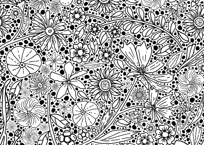 Floral Pattern Black and White