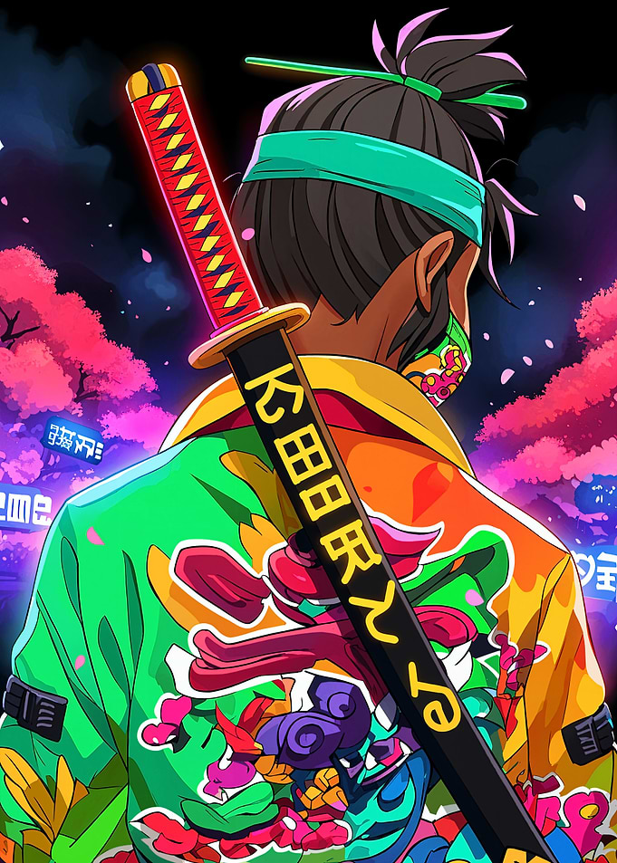 Cyberpunk Samurai with Katana
