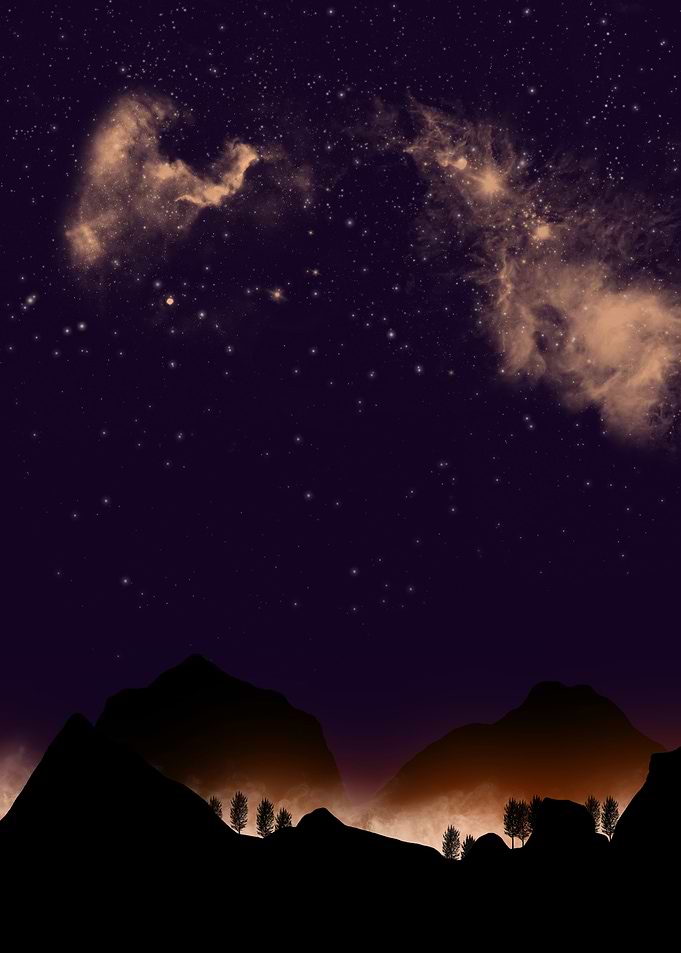 Night Sky Over Mountains