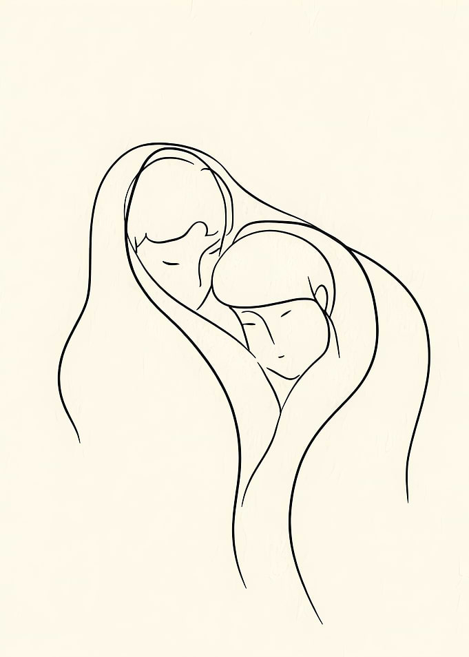 Minimalist Mother and Child Minimalist Line Art