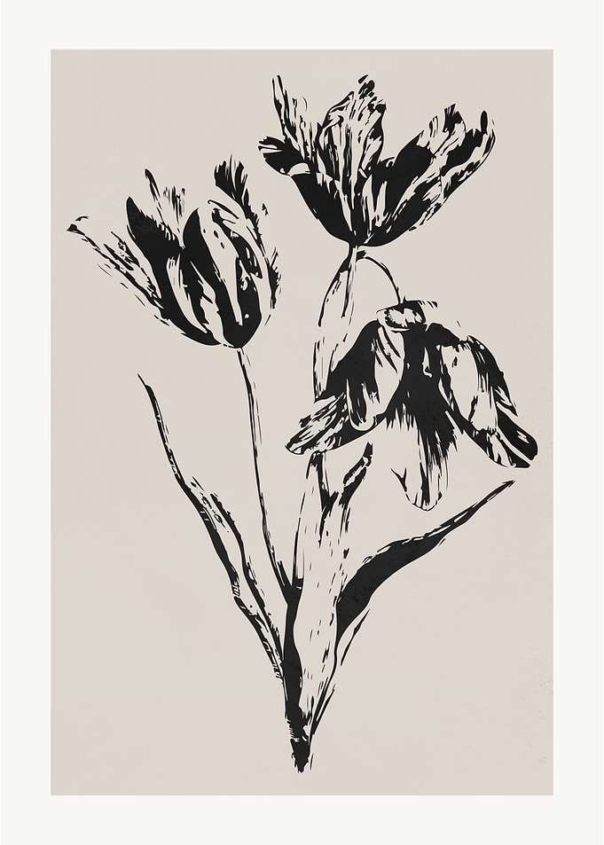 Black and White Floral Art Print