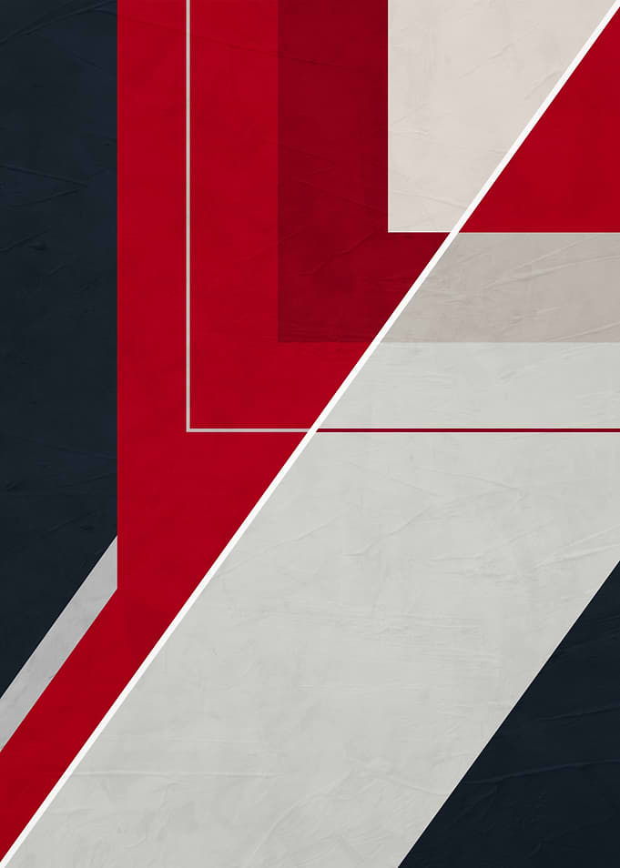 Abstract Geometric Red White Blue Art