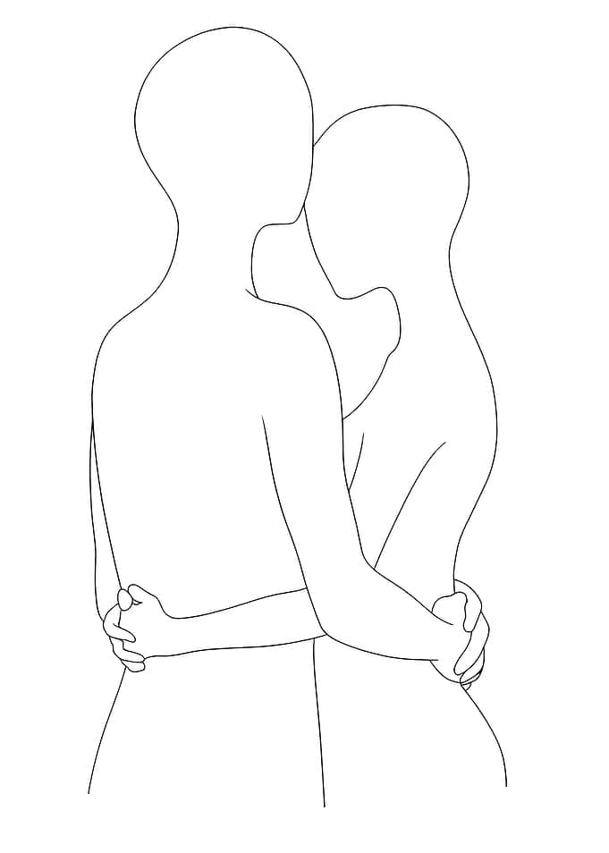 Embracing Couple Minimalist Line Art