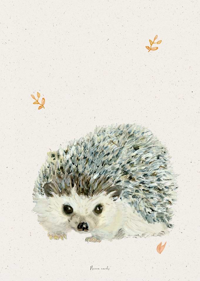 Little Hedgehog with Autumn Leaves