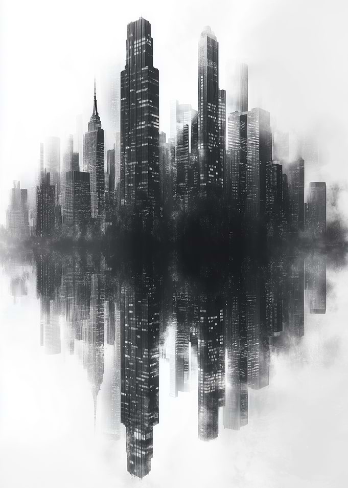 Monochrome Cityscape Reflection