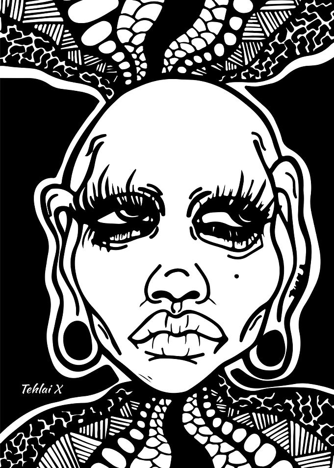 Black and White Portrait Illustration
