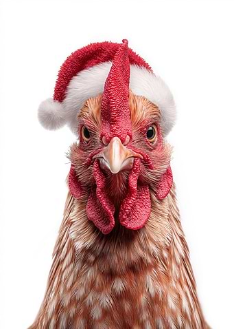 Festive Chicken with Santa Hat