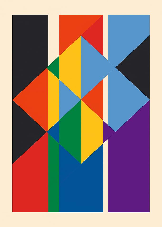 Geometric Abstract Art with Primary Colors