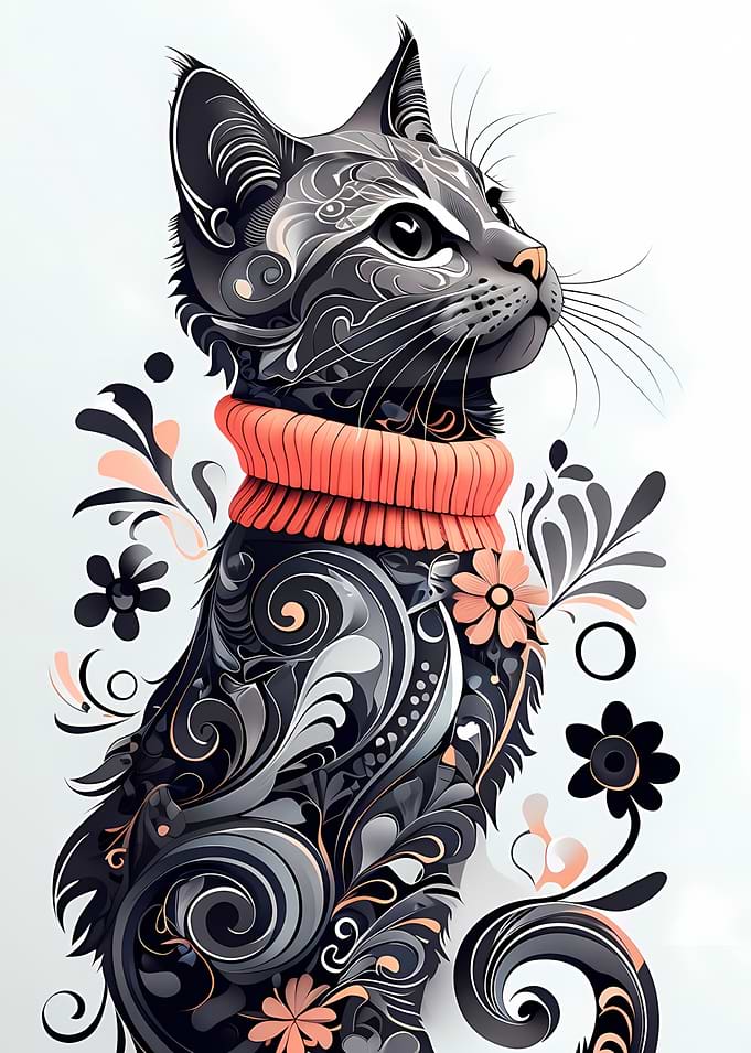 Ornate Cat with Sweater