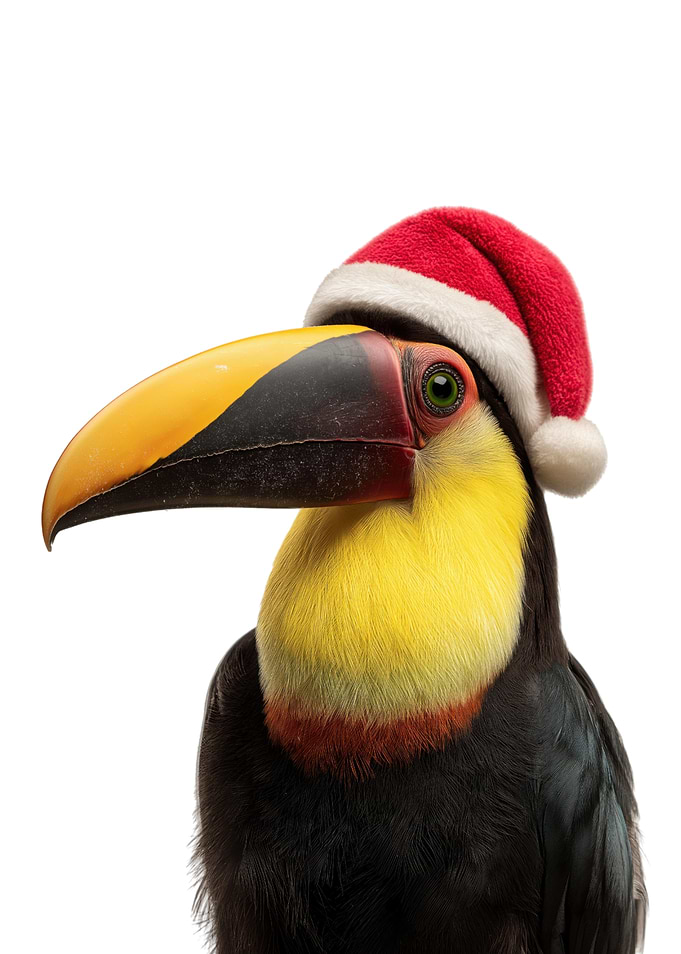 Festive Toucan with Santa Hat