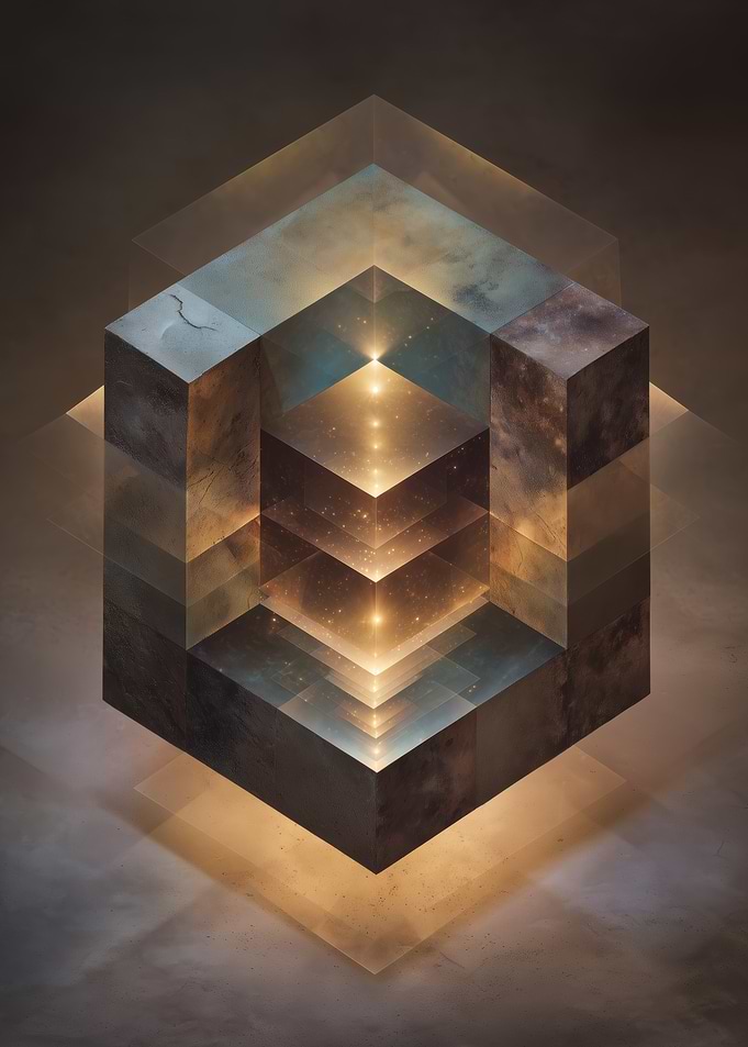 Abstract Cube with Cosmic Texture