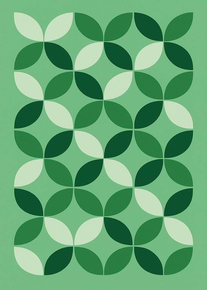 Green Geometric Floral Pattern