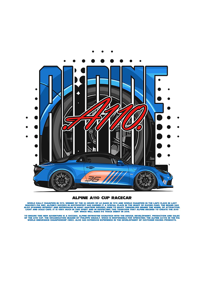 Alpine A110 Cup Racecar Illustration