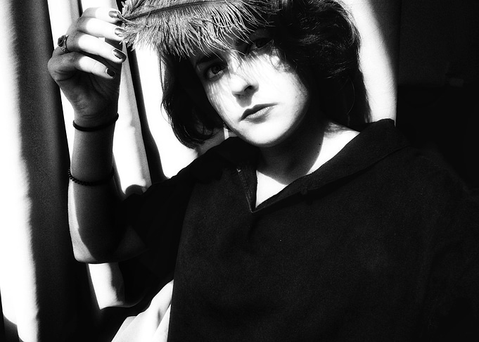 Monochrome Portrait with Feather