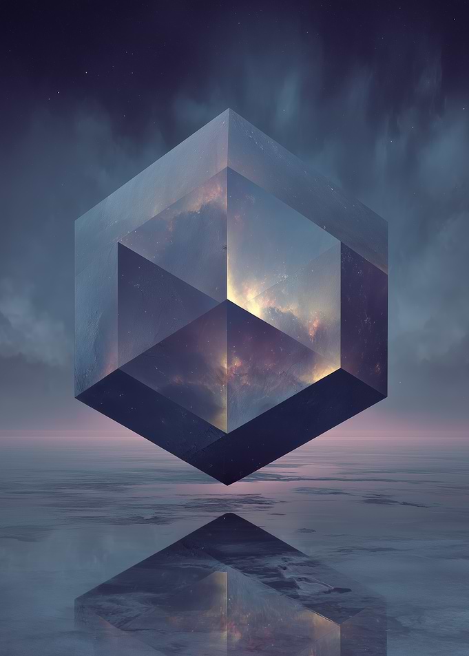 Abstract Cube Reflection on Water