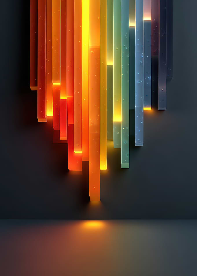 Colorful Glowing Bars on Dark Background