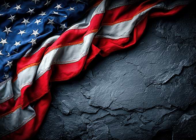 American Flag on Stone Background