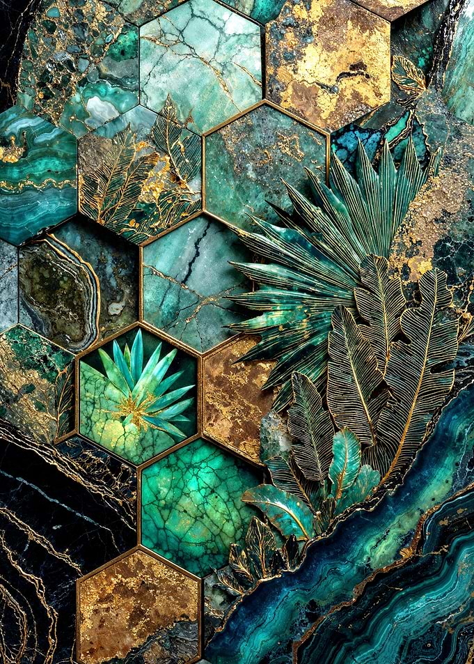 Hexagonal Harmony Kintsugi Art