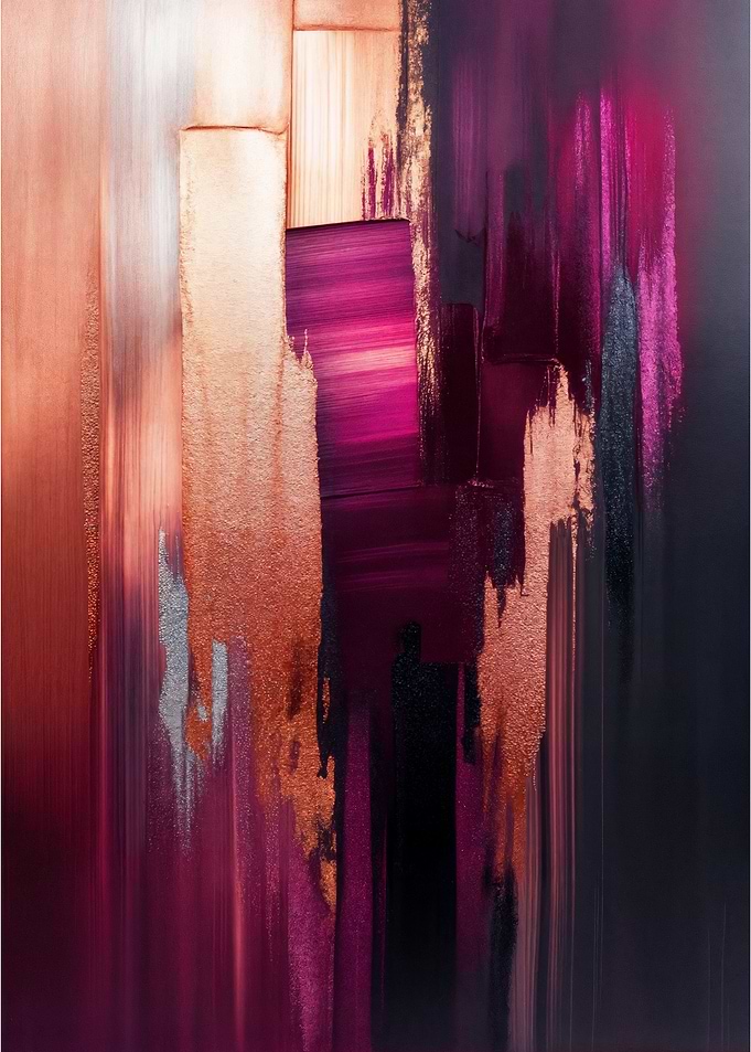 Abstract Metallic Swirls Purple Copper Silver Art