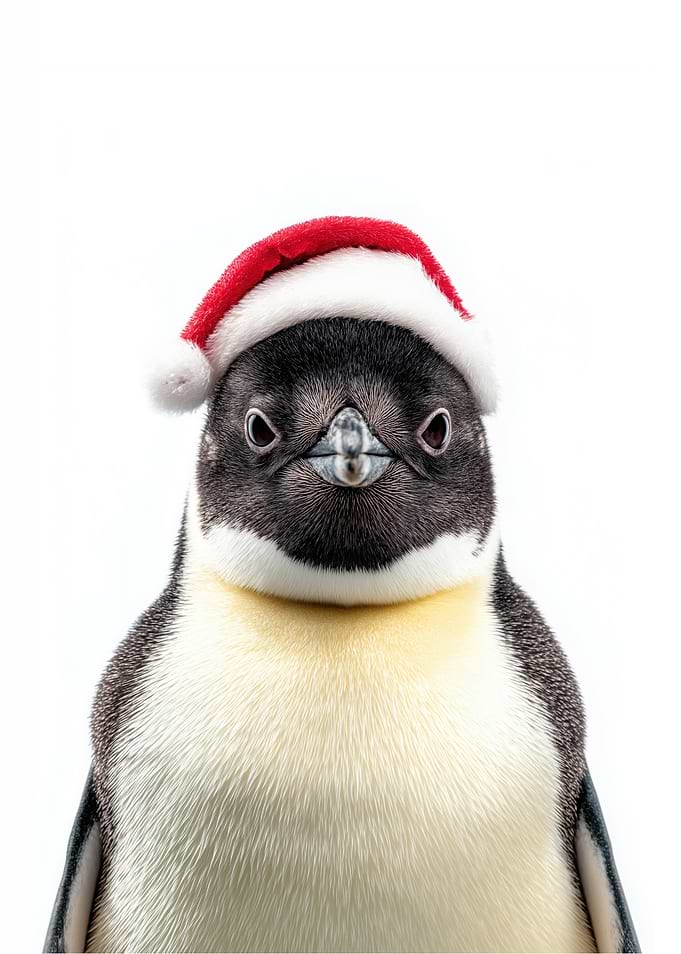 Penguin with Santa Hat