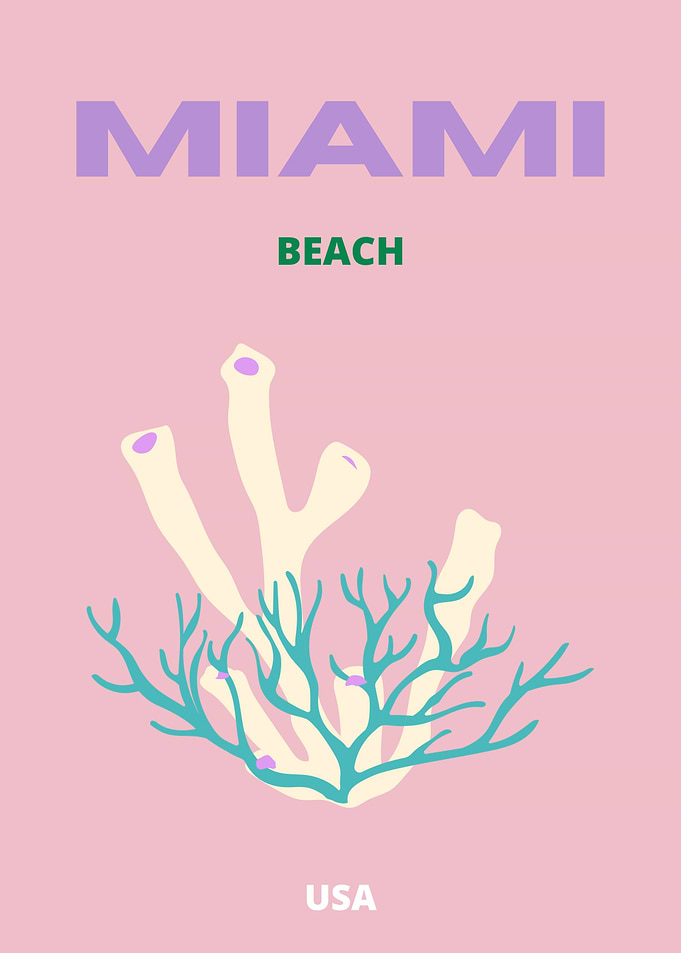 Miami Beach Coral Art Print