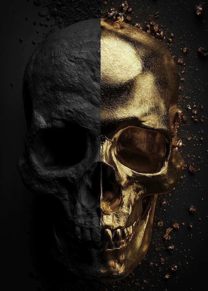 Black and Gold Skull