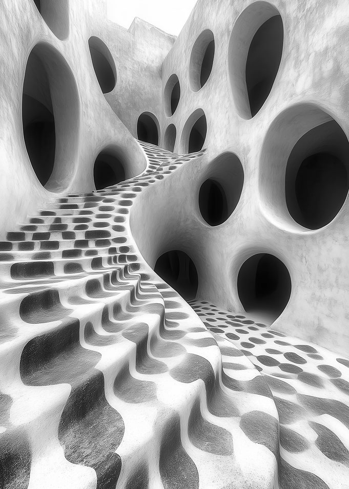 Abstract Architecture with Holes and Stairs