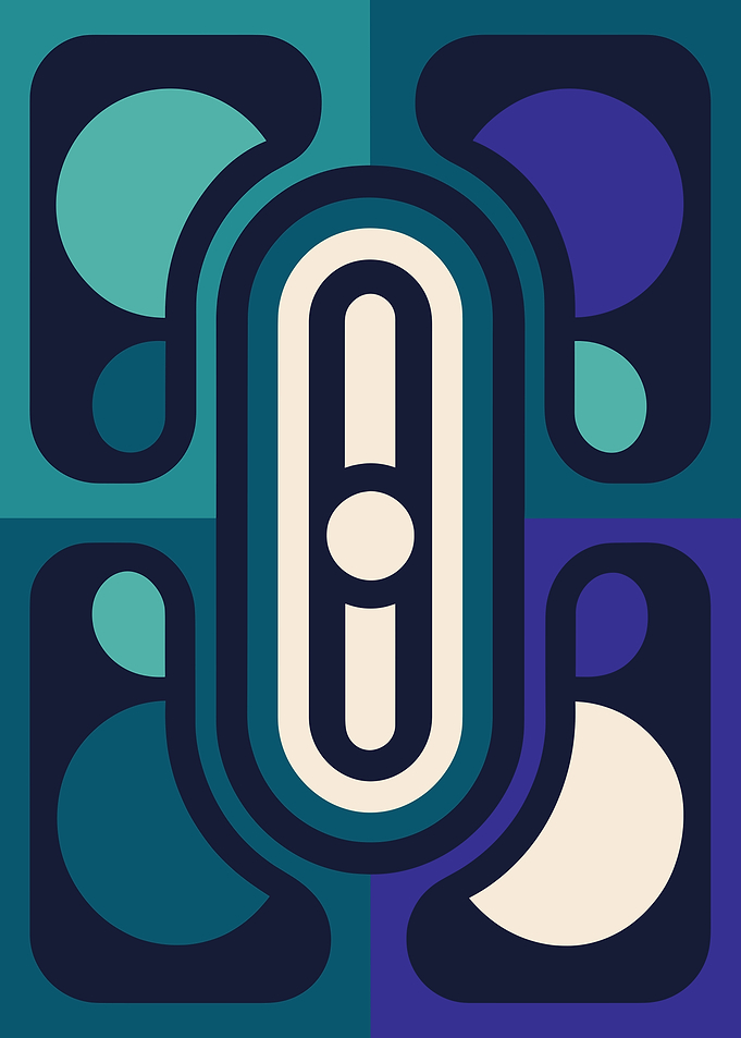 Abstract Geometric Art in Blues and Beige