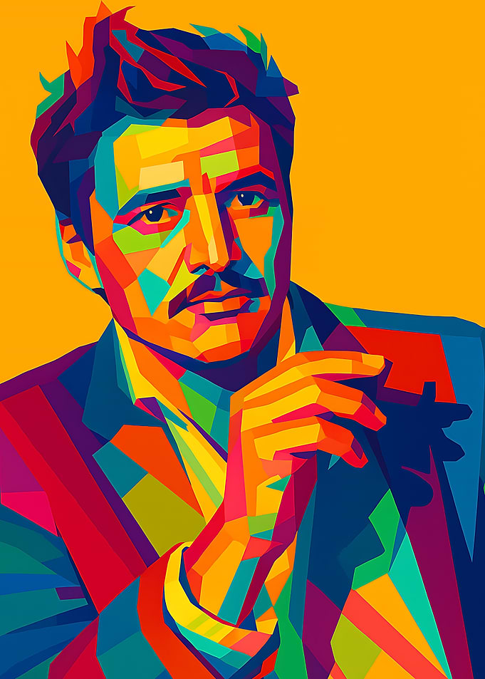Pedro Pascal Colorful Pop Art Portrait