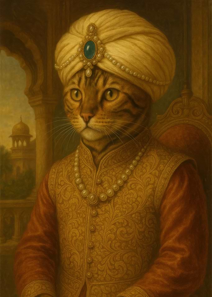 Cat Sultan Portrait - Exquisite Oriental Cat Monarch Portrait