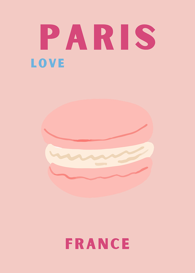 Paris France Macaron Pink Illustration