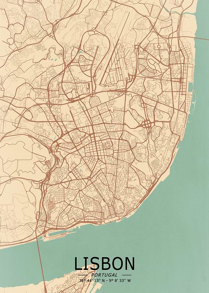 Lisbon Vintage Map