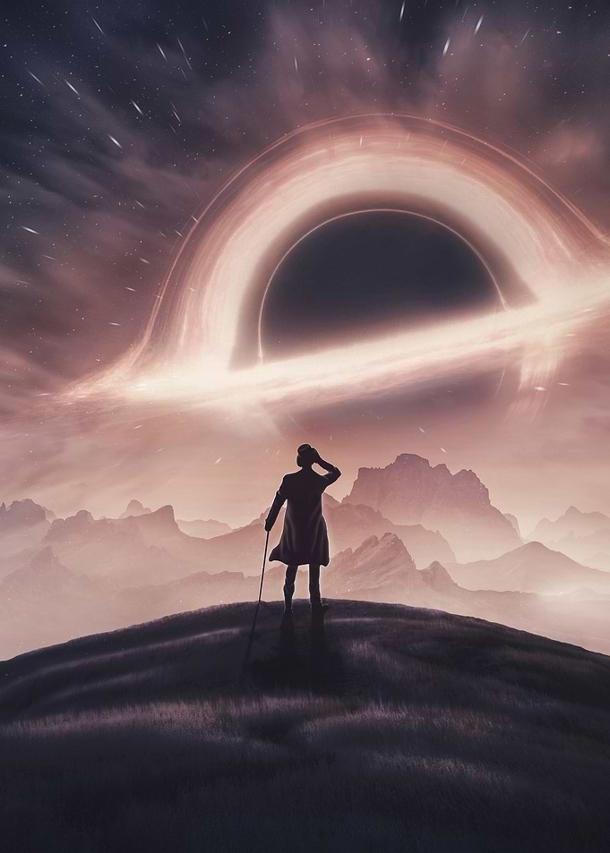 Man Gazing at Black Hole