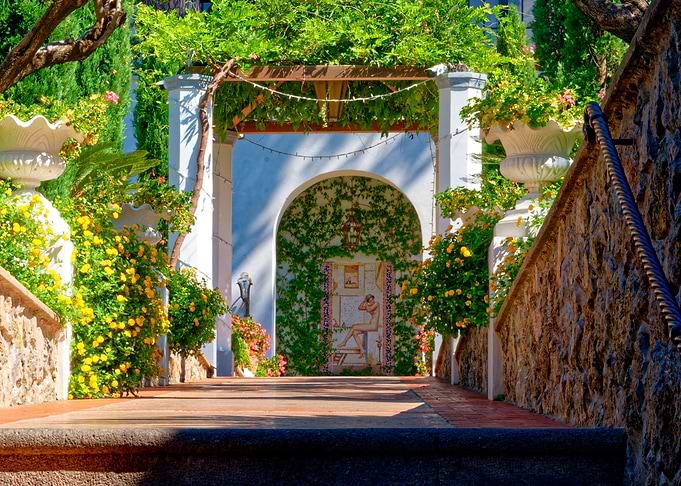 Italian Garden Archway with Mosaic Art