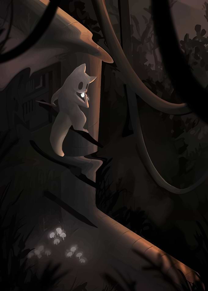 Glowing Spirit in Dark Forest