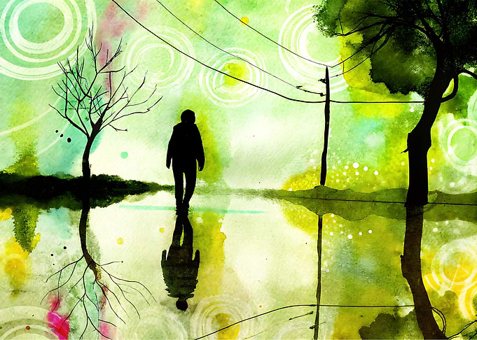 Watercolor Silhouette Reflection