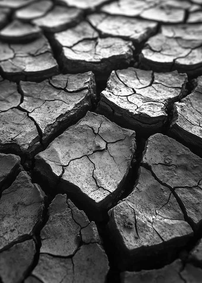 Cracked Earth Black and White
