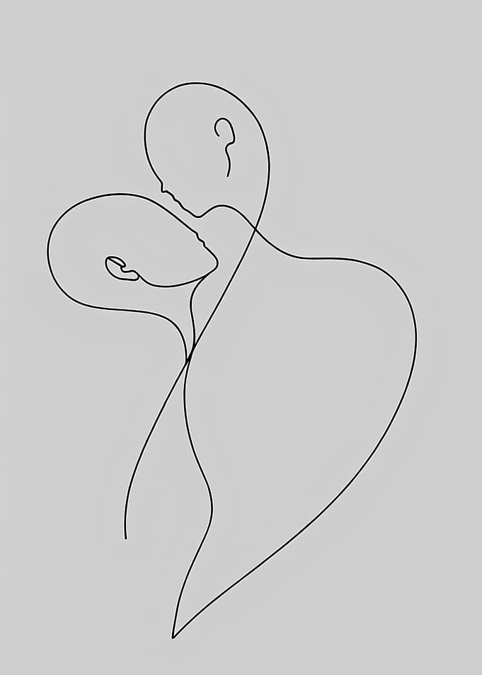 Minimalist Line Art: Couple Embrace