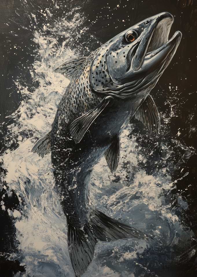 Leaping Fish Painting | Fishing Art