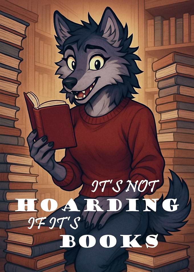 Furry Wolf Reading Books Illustration