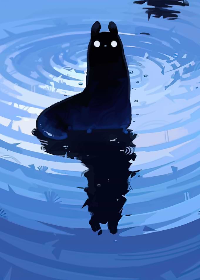 Black Creature in Blue Water