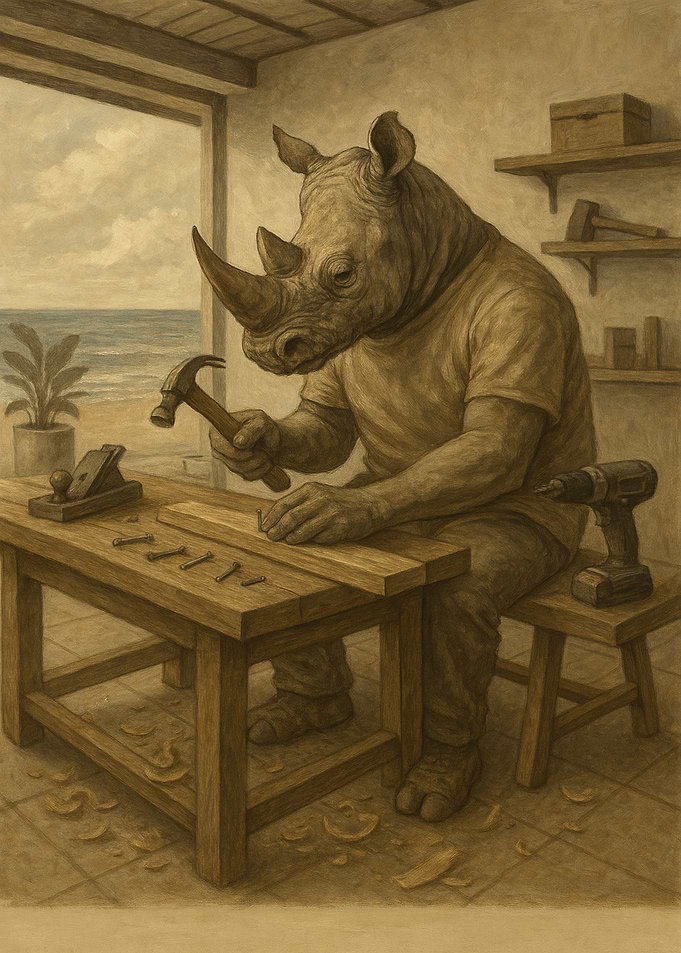 Rhinoceros Carpenter by the Sea