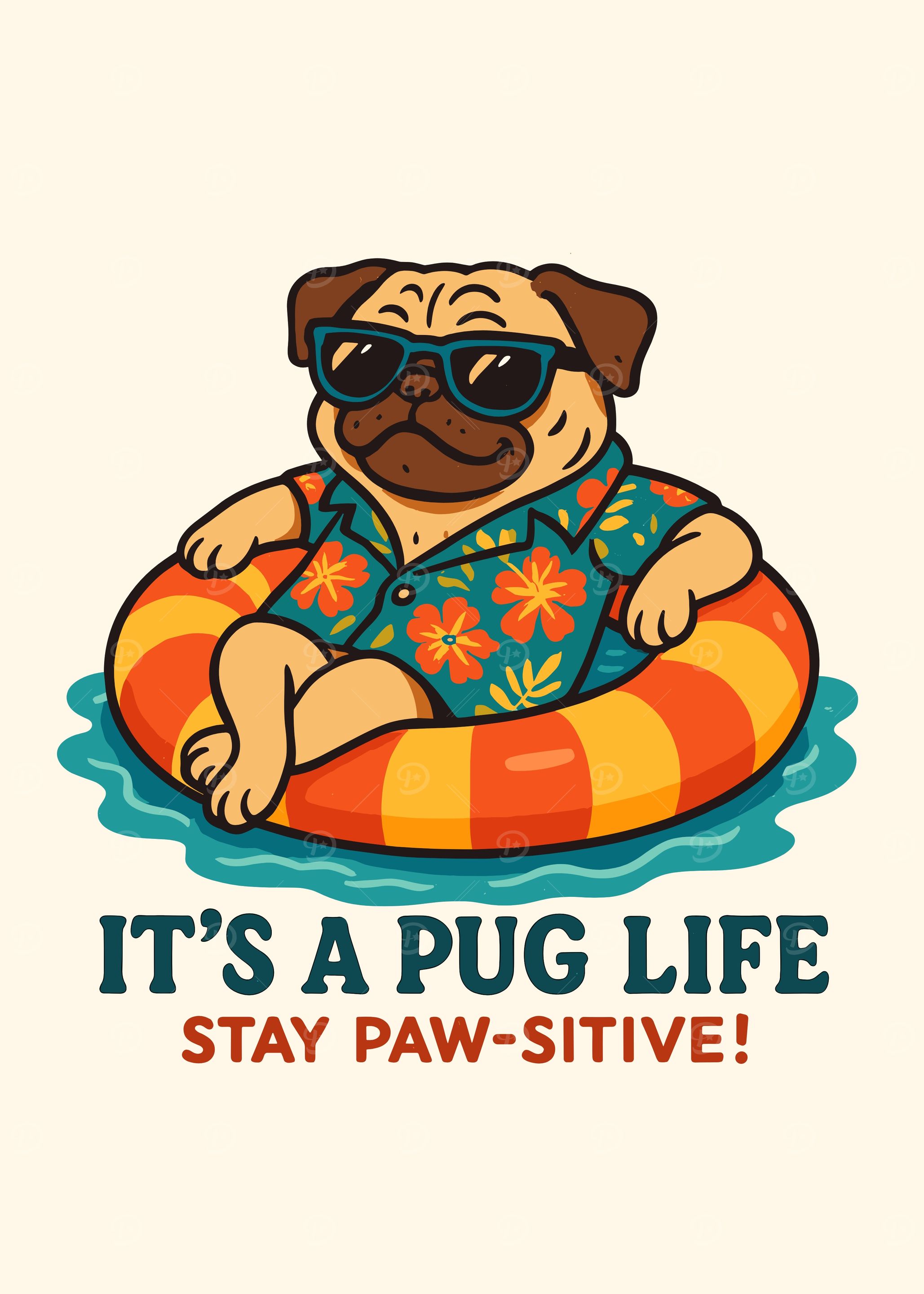 Pug Life Cartoon Illustration