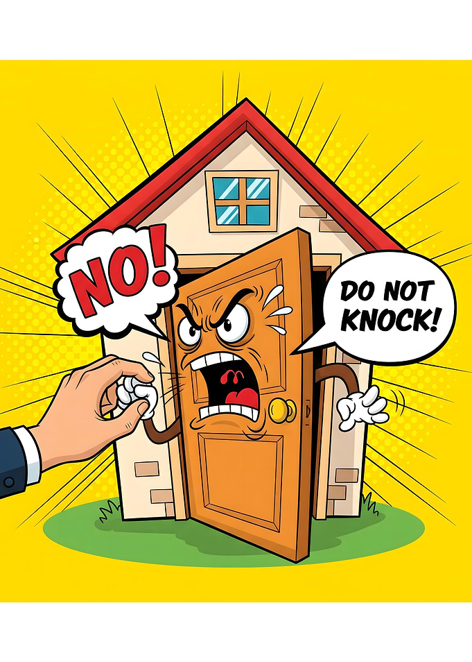 Angry Door Cartoon Illustration