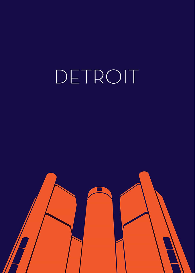 Detroit Cityscape Minimalist Art