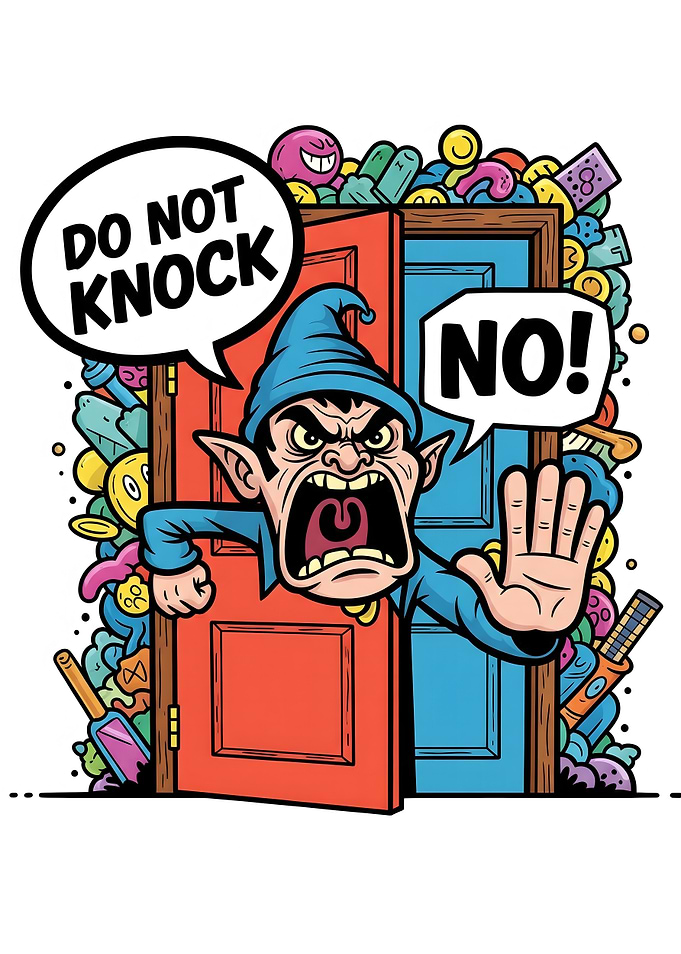 Do Not Knock Cartoon Illustration